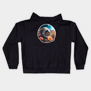 Astronaut with colorful flowers Kids Hoodie